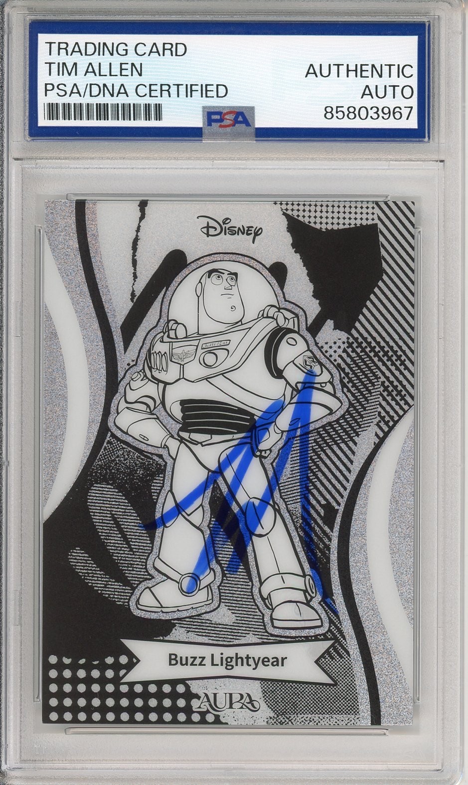 2025 DISNEY AURA B&W CARD BUZZ LIGHTYEAR SIGNED TIM ALLEN PSA DNA COA AUTOGRAPH