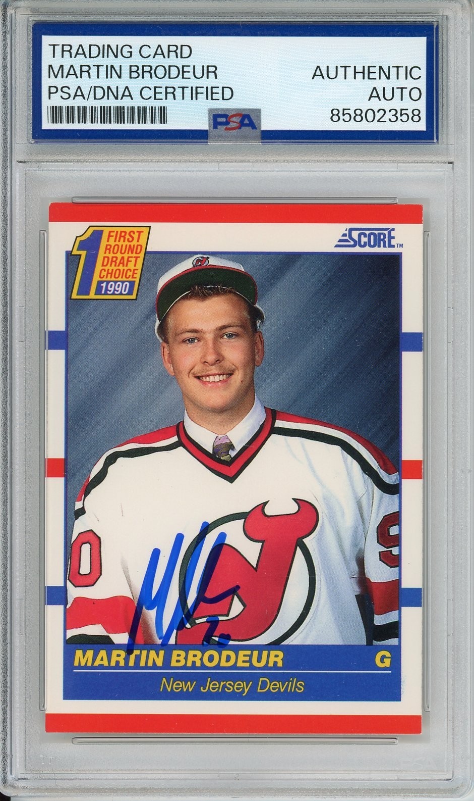 1990 SCORE MARTIN BRODEUR SIGNED ROOKIE CARD PSA DNA COA HOF AUTOGRAPH NJ DEVILS