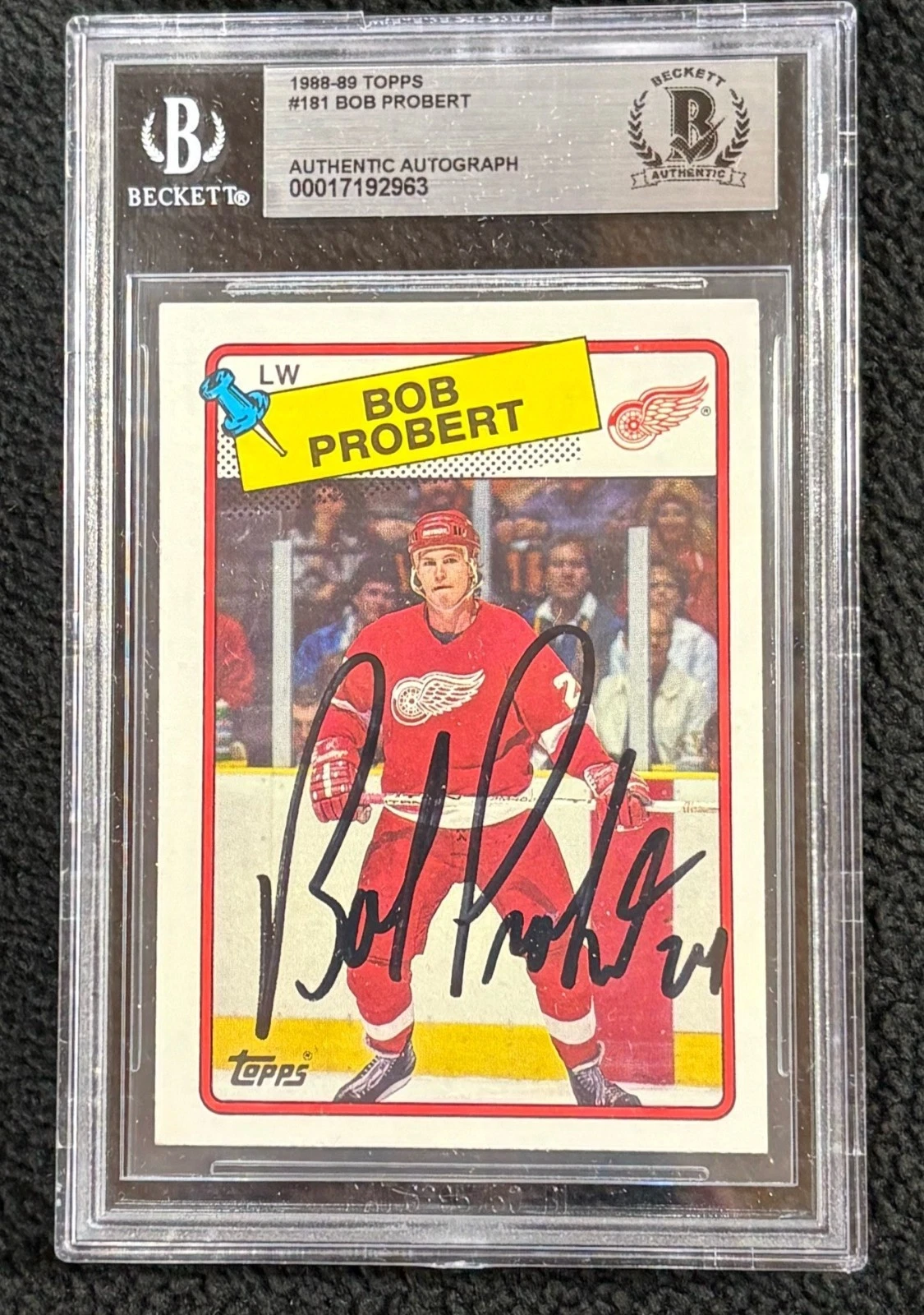 Bob Probert Signed 1988-89 Topps Rookie Card #181 BAS JSA Certified Red Wings