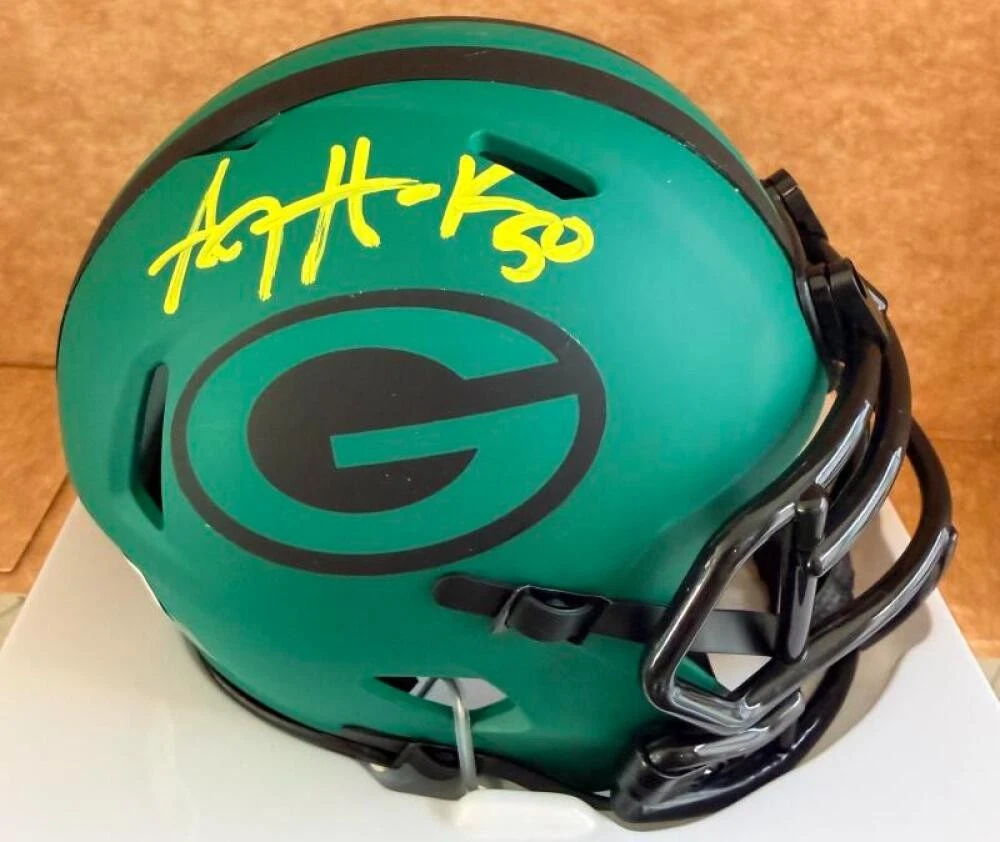 AJ HAWK #50 GREEN BAY PACKERS SIGNED RAVE MINI HELMET BECKETT AUTH