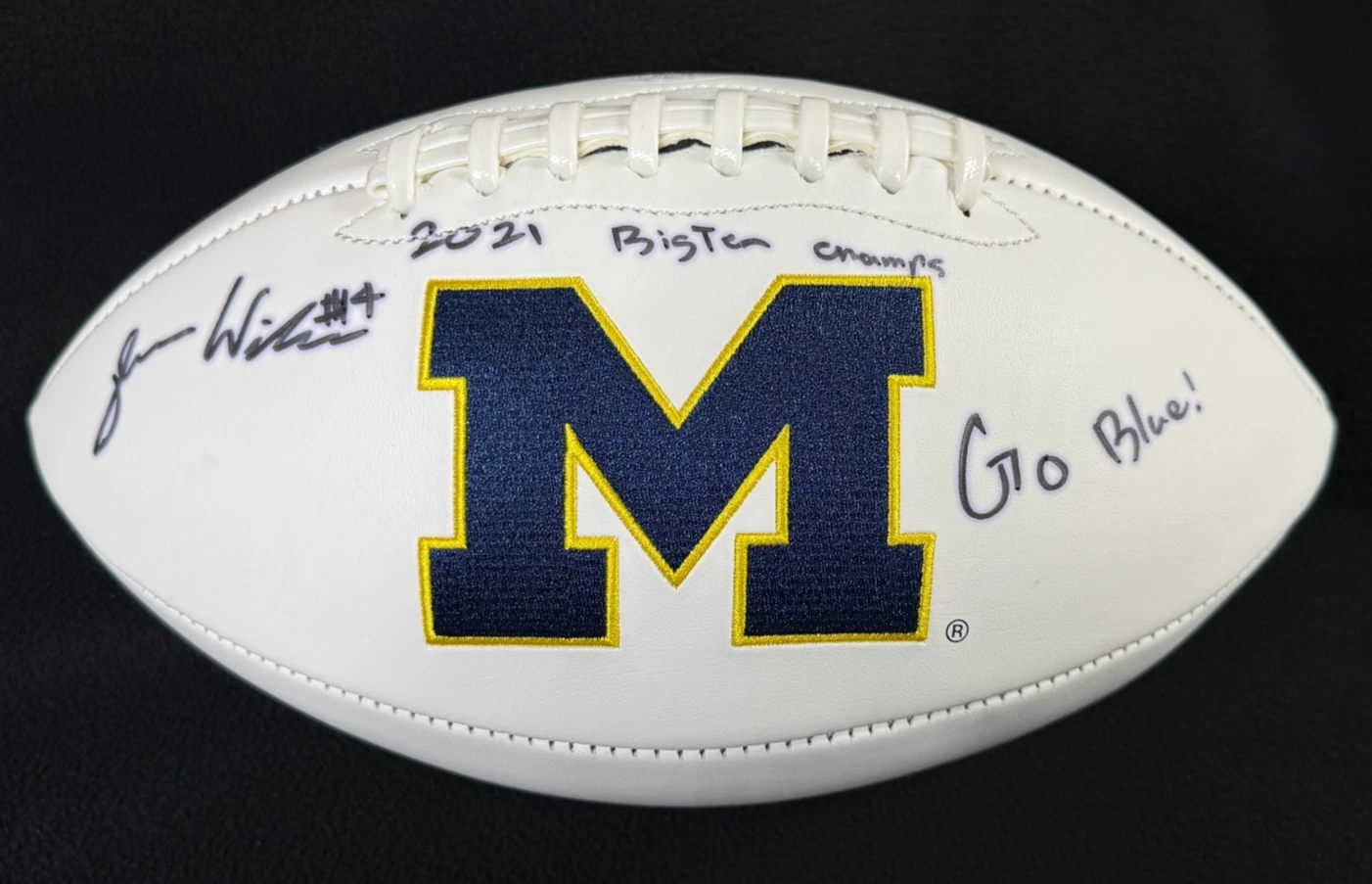 Roman Wilson Signed 2021 Big 10 Champs Michigan Wolverines Football JSA COA