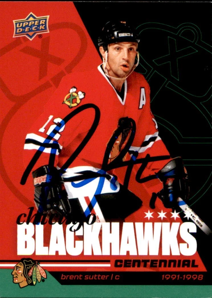 Brent Sutter Signed 2025/26 Upper Deck Chicago Blackhawks Centennial Card #27