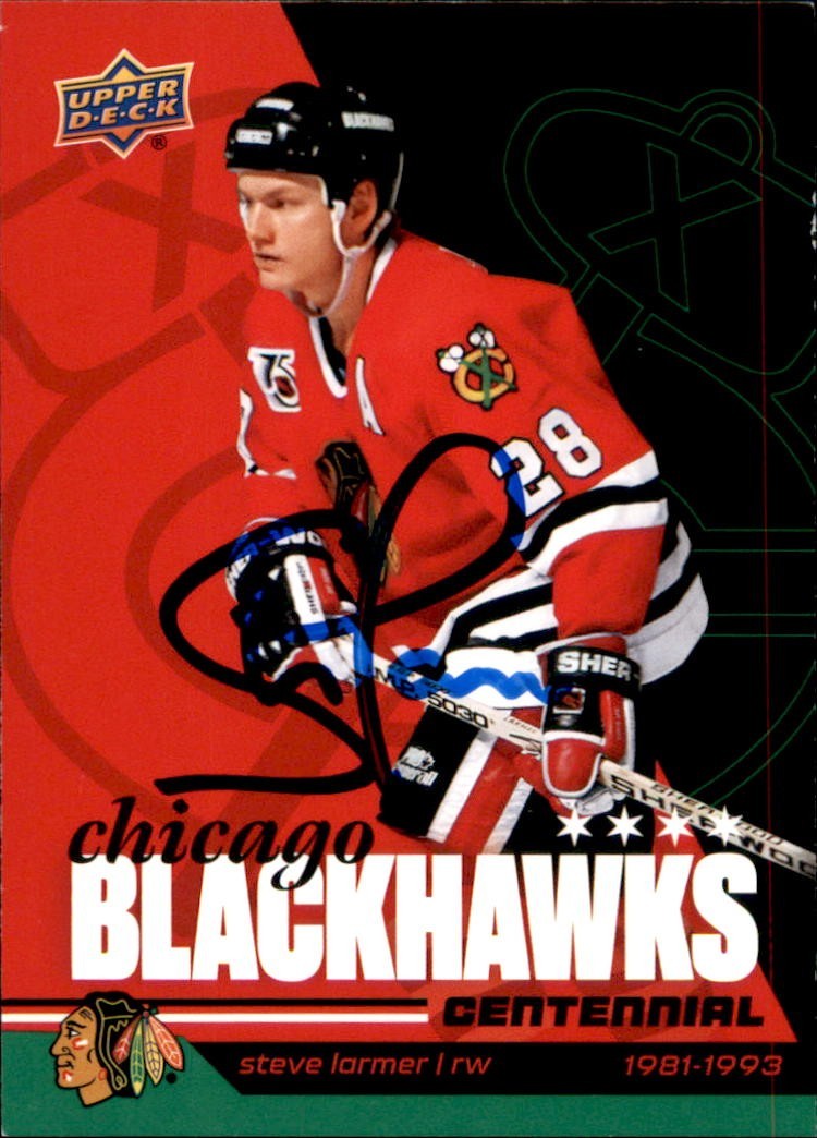 Steve Larmer Signed 2025/26 Upper Deck Chicago Blackhawks Centennial Card #10