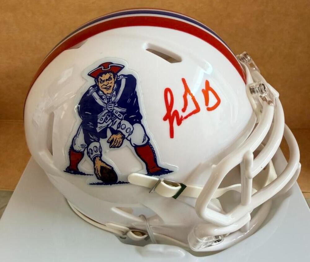 LEGARRETTE BLOUNT NEW ENGLAND PATRIOTS SIGNED THROWBACK MINI HELMET JSA
