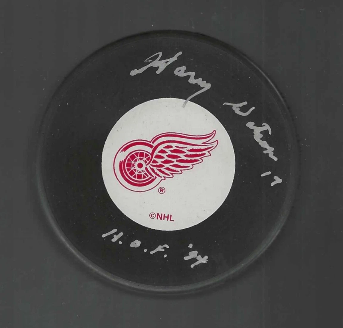 Harry Watson Signed & Inscribed Detroit Red Wings Puck Beckett COA