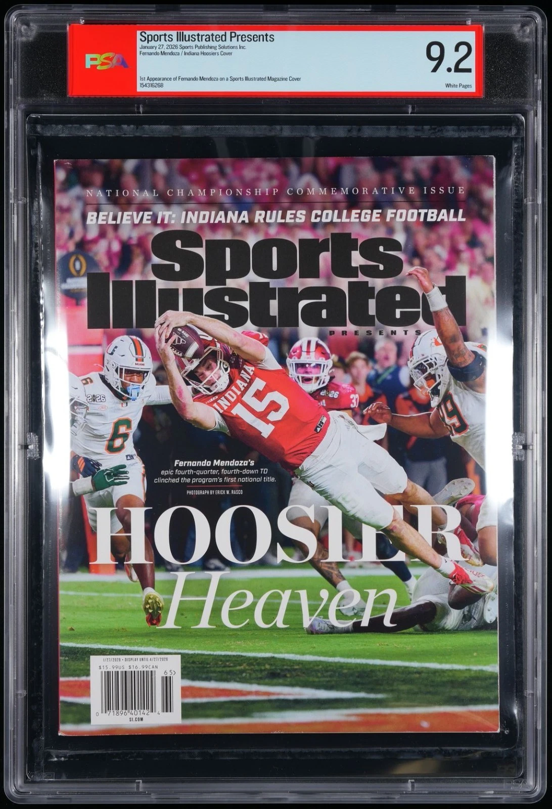 Sports illustrated Magazine Fernando Mendoza First Appearance Jan 2026 | PSA 9.2