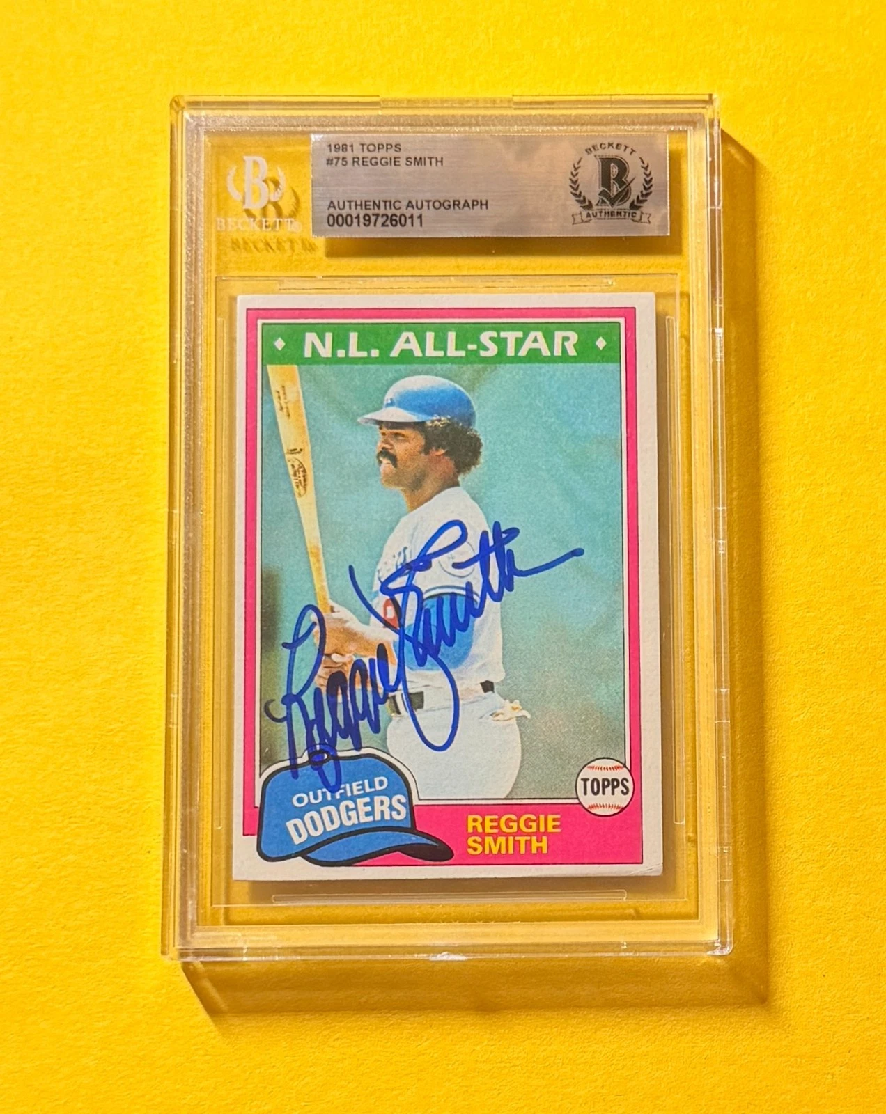 1981 TOPPS REGGIE SMITH #75 SIGNED AUTO CARD BECKETT AUTHENTIC DODGERS