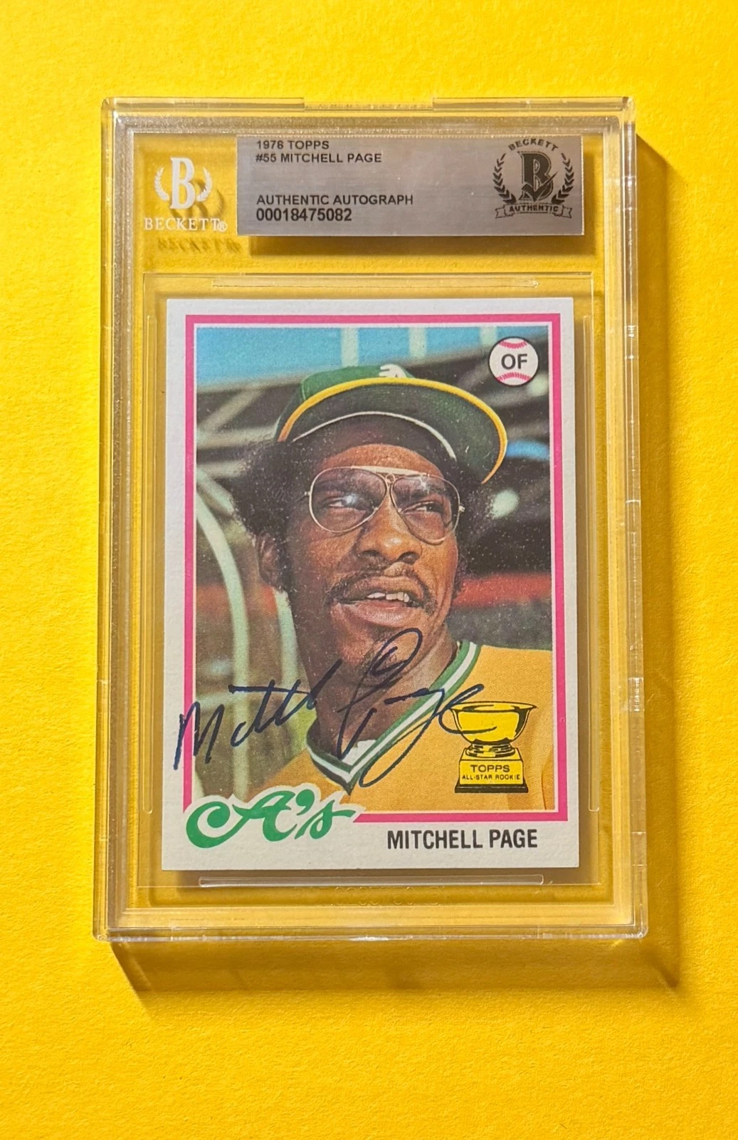 1976 TOPPS MITCHELL PAGE #55 SIGNED AUTO CARD BECKETT AUTHENTIC ATHLETICS