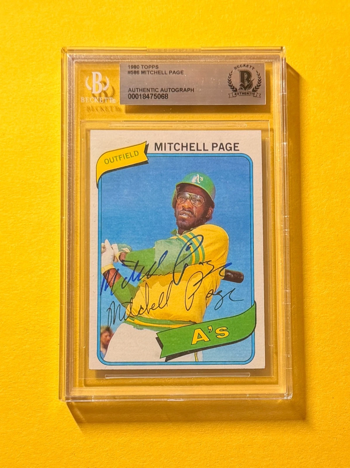 1980 TOPPS MITCHELL PAGE #586 SIGNED AUTO CARD BECKETT AUTHENTIC ATHLETICS