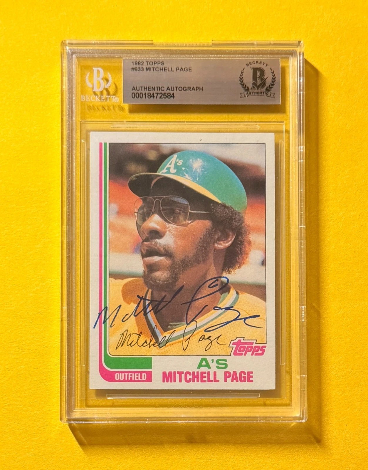 1982 TOPPS MITCHELL PAGE #633 SIGNED AUTO CARD BECKETT AUTHENTIC ATHLETICS