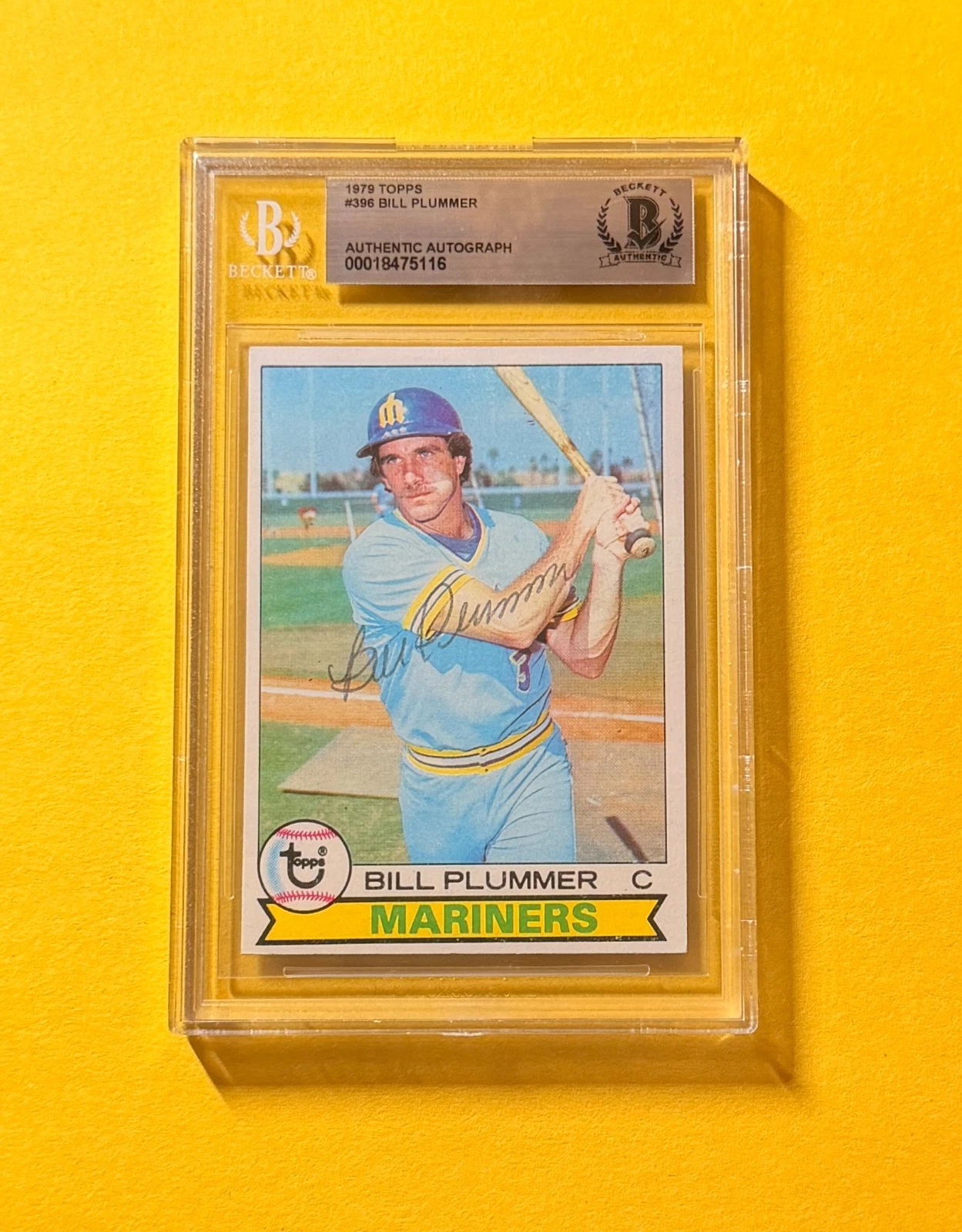 1979 TOPPS BILL PLUMMER #396 SIGNED AUTO CARD BECKETT AUTHENTIC MARINERS