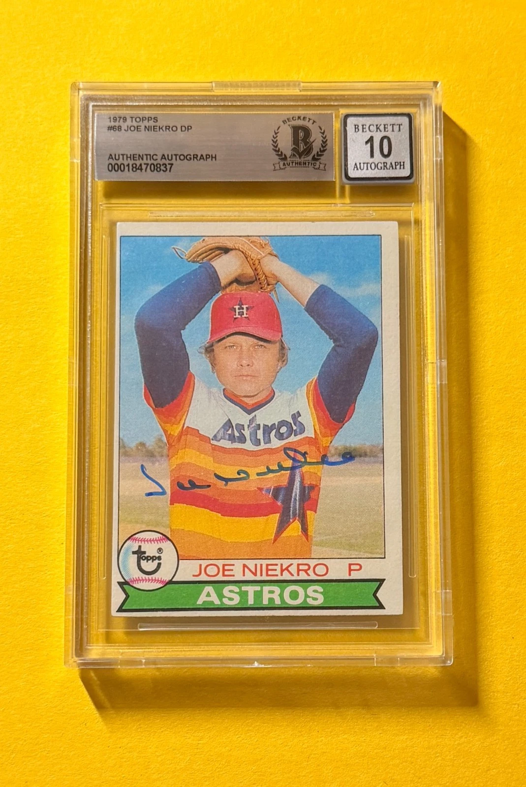 1979 TOPPS JOE NIEKRO DP #68 SIGNED AUTO CARD BECKETT 10 AUTHENTIC ASTROS