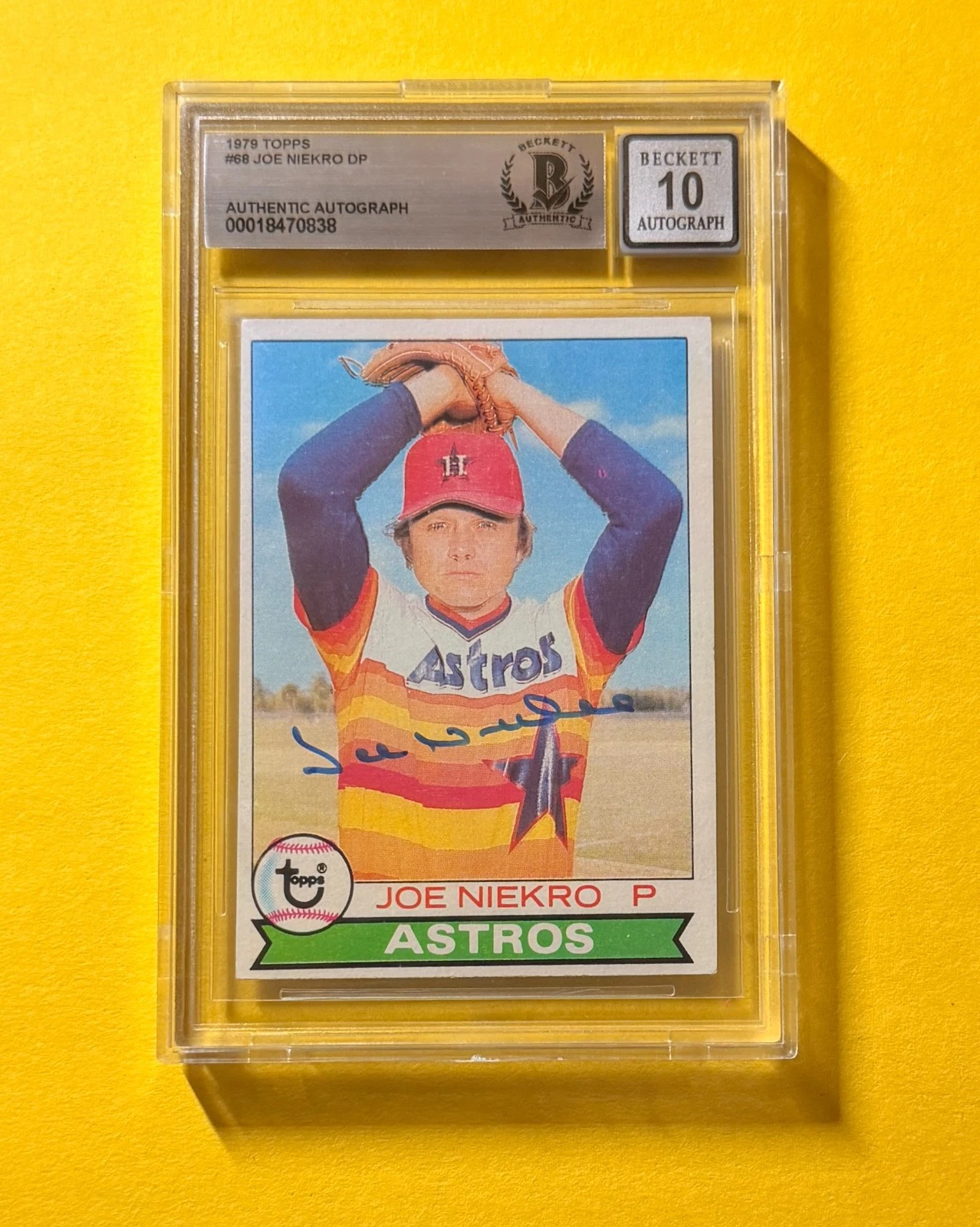 1979 TOPPS JOE NIEKRO DP #68 SIGNED AUTO CARD BECKETT 10 AUTHENTIC ASTROS