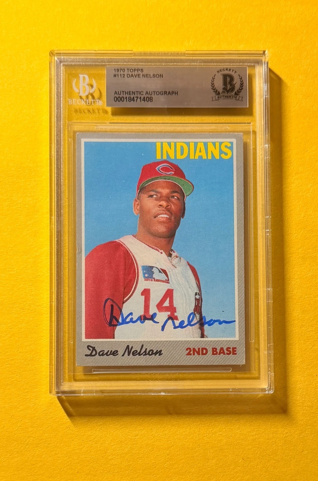 1970 TOPPS DAVE NELSON #112 SIGNED AUTO CARD BECKETT AUTHENTIC CLEVELAND