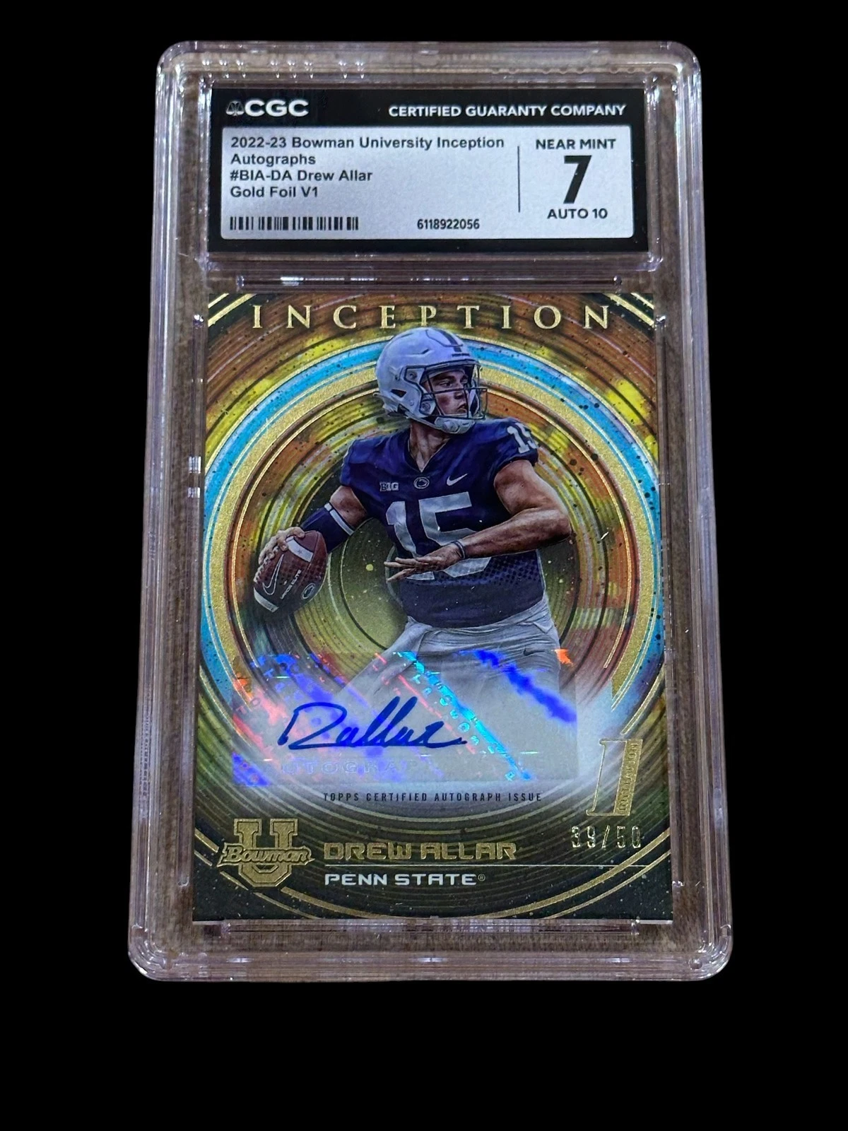 Drew Allar Penn State 2022-23 Bowman Inception Signed Autograph CGC Auto Grad 10