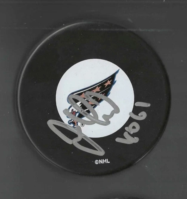 Jaroslav Svejkovsky Signed Washington Capitals Flying Eagle Logo Puck