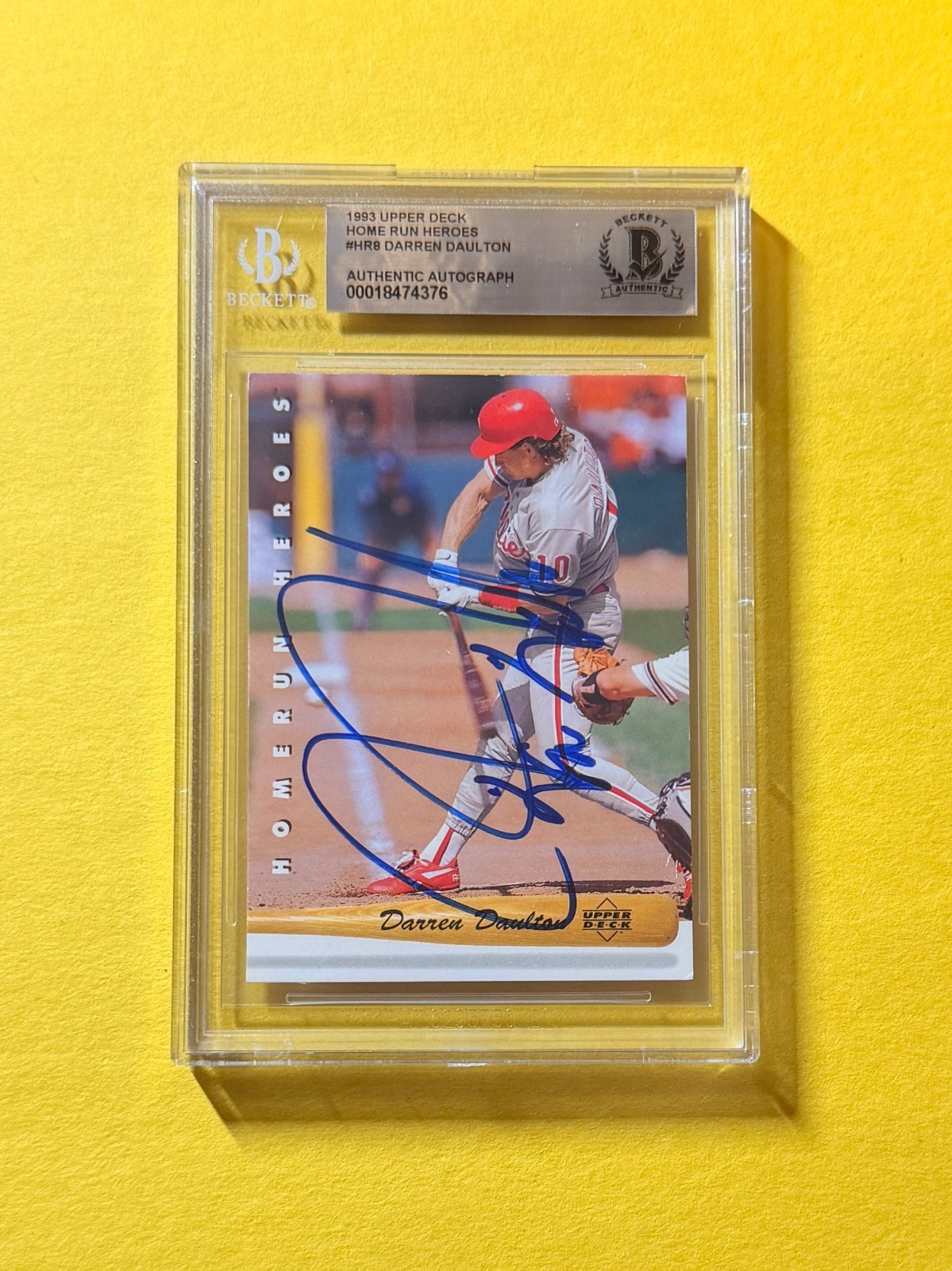 1993 UD DARREN DAULTON #HR8 SIGNED AUTO CARD BECKETT AUTHENTIC PHILLIES