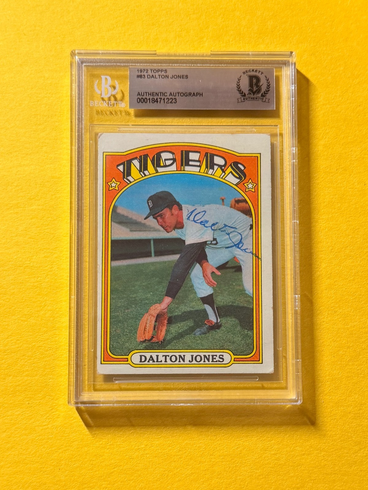 1972 TOPPS DALTON JONES #83 SIGNED AUTO CARD BECKETT AUTHENTIC TIGERS