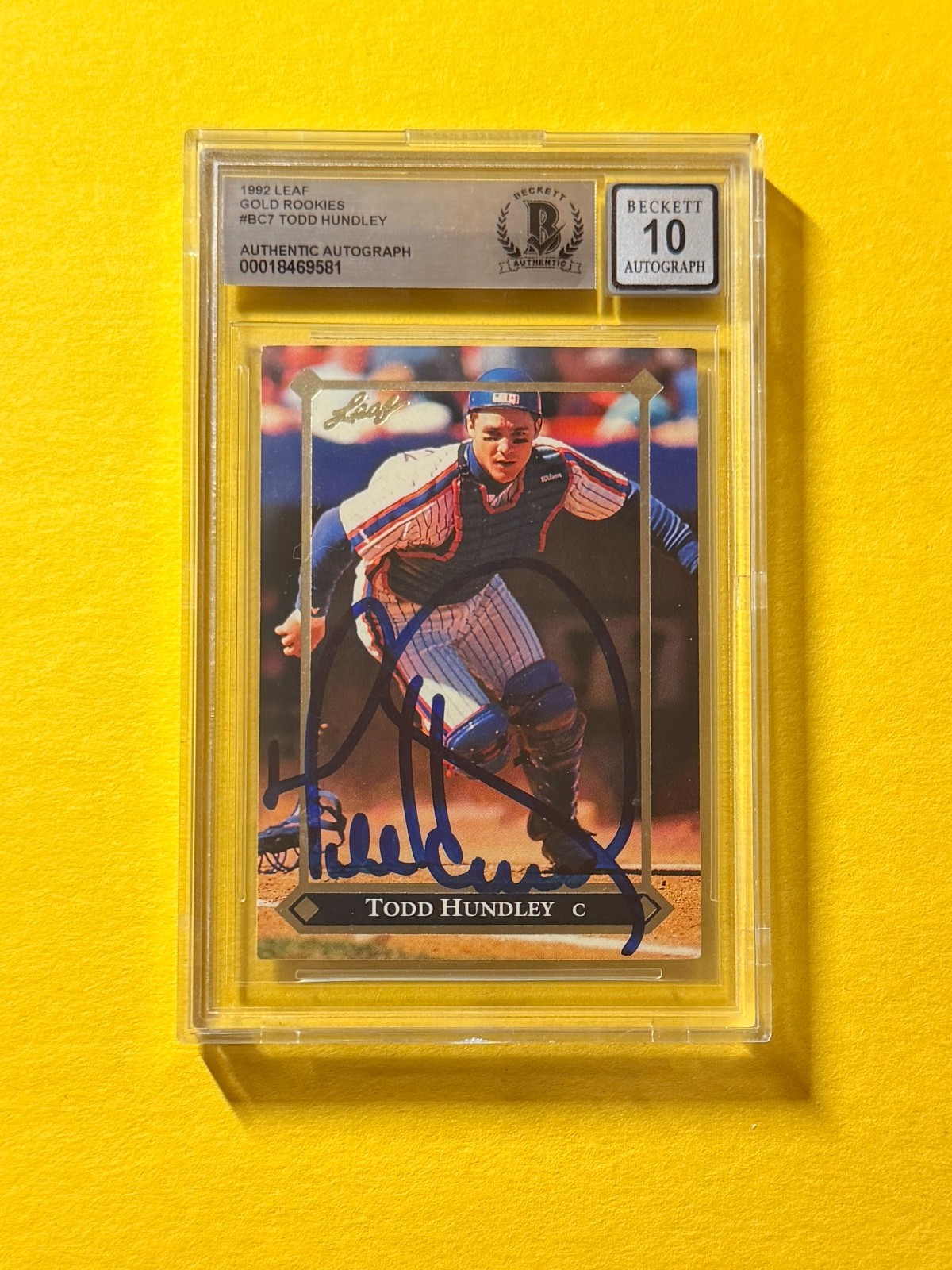 1992 LEAF TODD HUNDLEY GOLD ROOKIES #BC7 SIGNED AUTO CARD BECKETT 10 AUTHENTIC