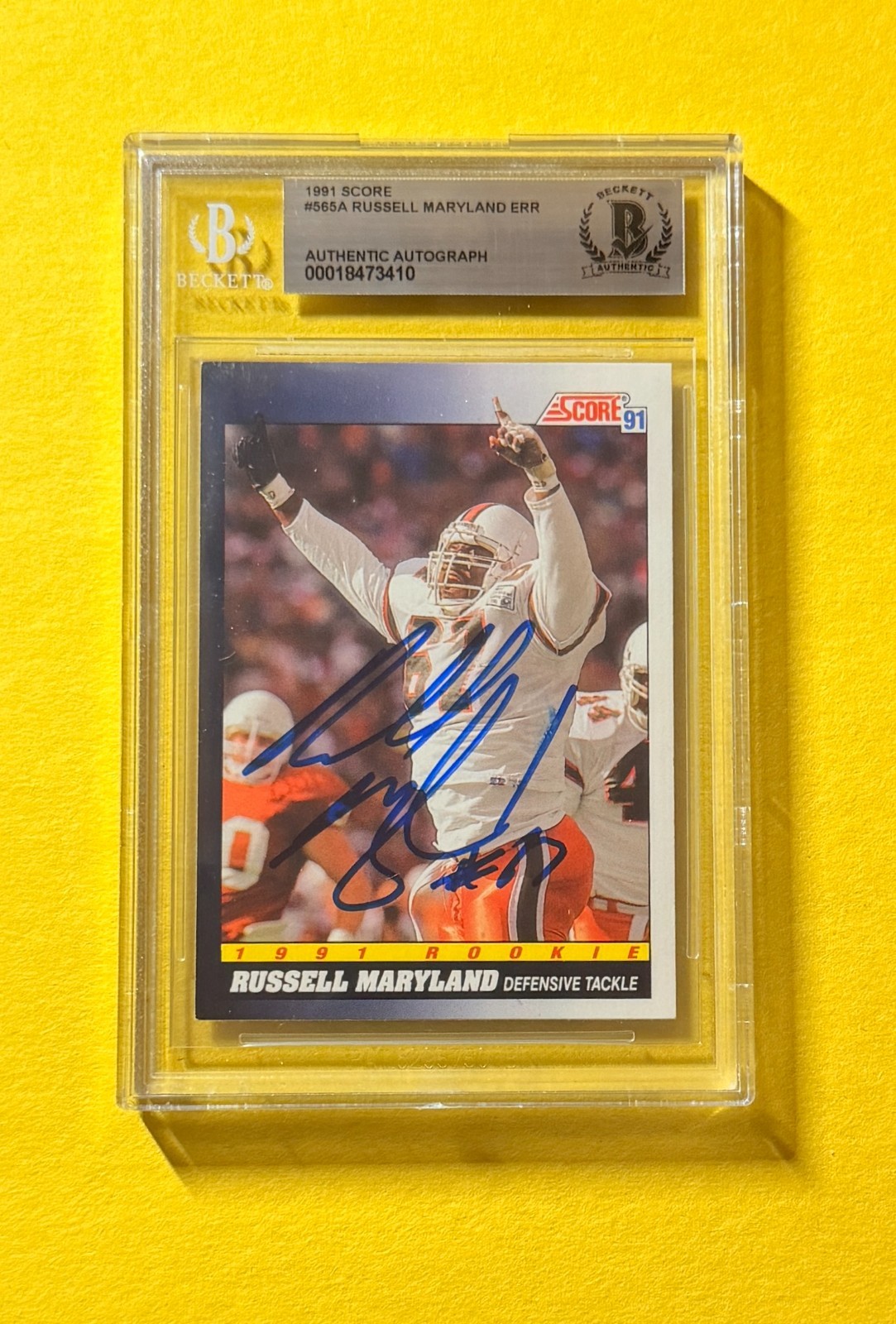 1991 SCORE RUSELL MARYLAND ERR #565A SIGNED AUTO CARD BECKETT AUTHENTIC