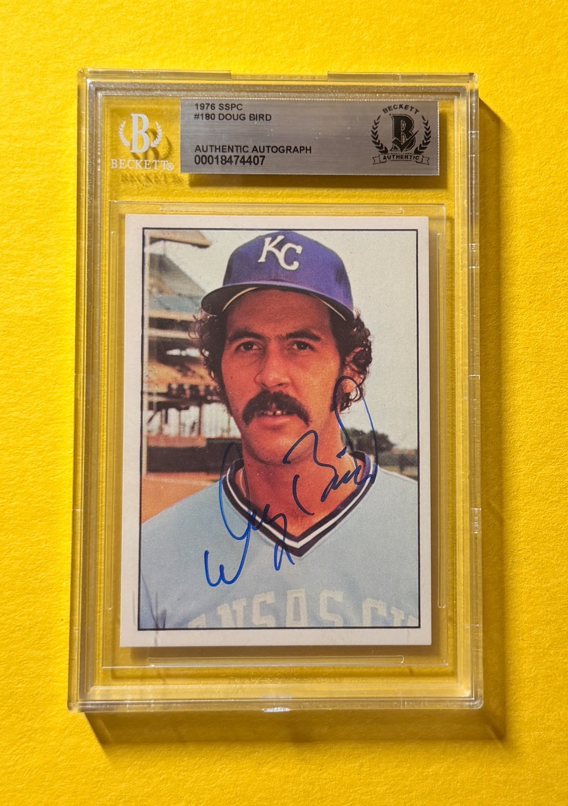 1976 SSPC DOUG BIRD #180 SIGNED AUTO CARD BECKETT AUTHENTIC ROYALS