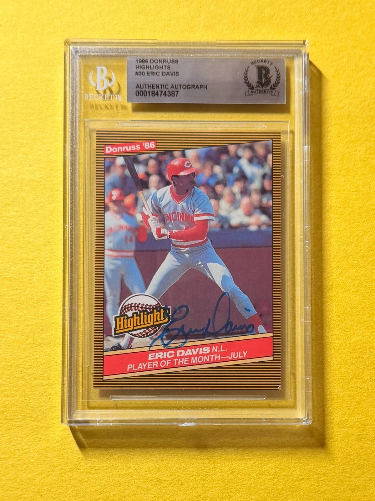 1986 DONRUSS HIGHLIGHTS ERIC DAVIS #30 SIGNED AUTO CARD BECKETT AUTHENTIC