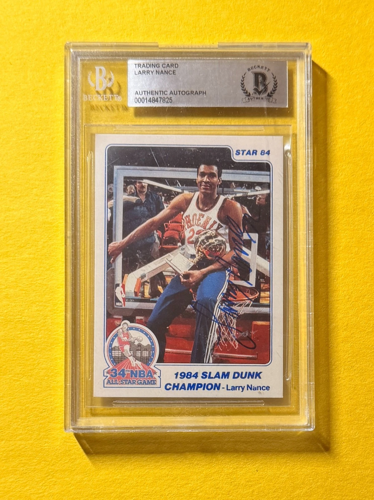 1984 STAR LARRY NANCE 84 SLAM DUNK CHAMP SIGNED AUTO CARD BECKETT AUTHENTIC