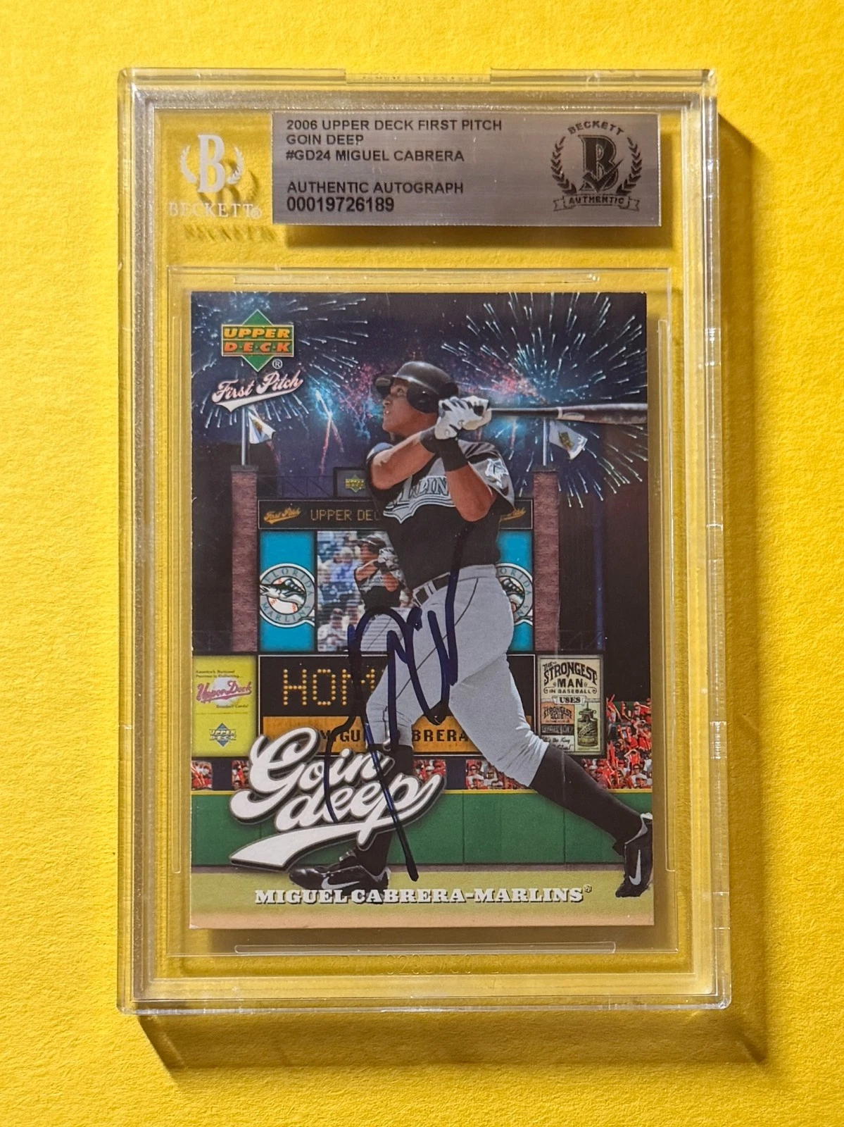 2006 UD FIRST PITCH MIGUEL CABRERA #GD24 SIGNED AUTO CARD BECKETT AUTHENTIC