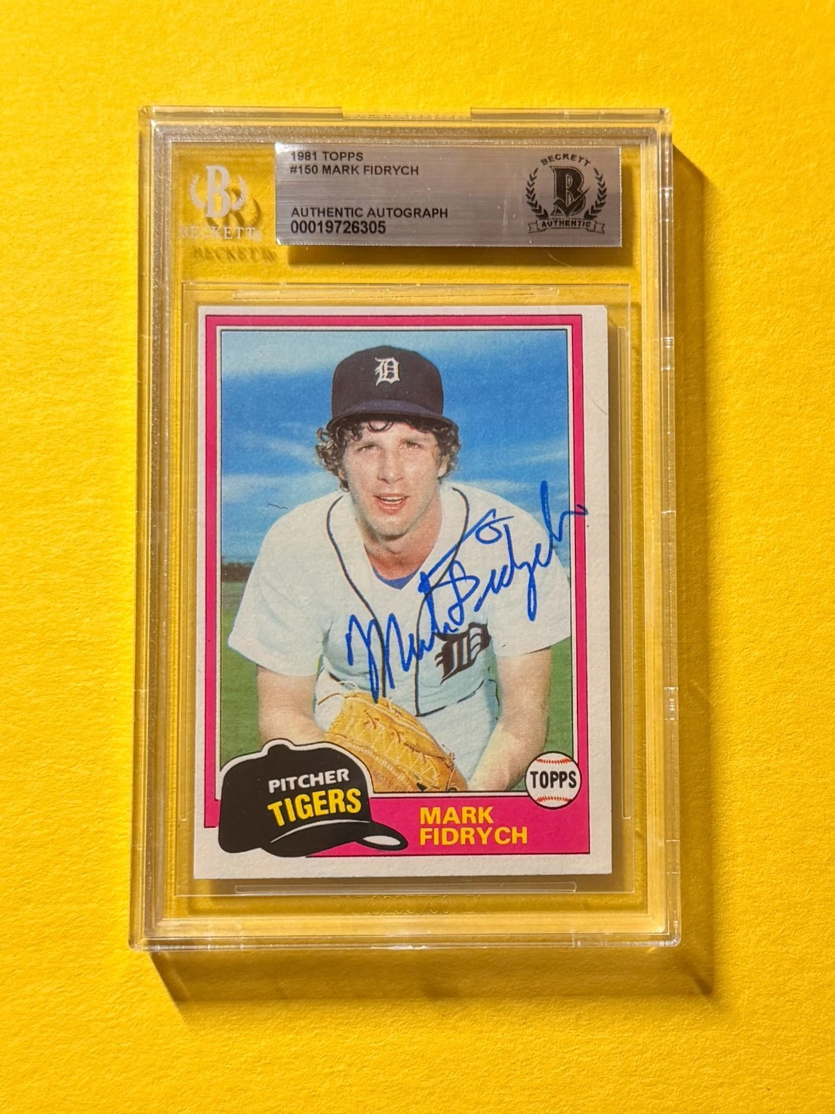 1981 TOPPS MARK FIDRYCH #150 SIGNED AUTO CARD BECKETT AUTHENTIC TIGERS