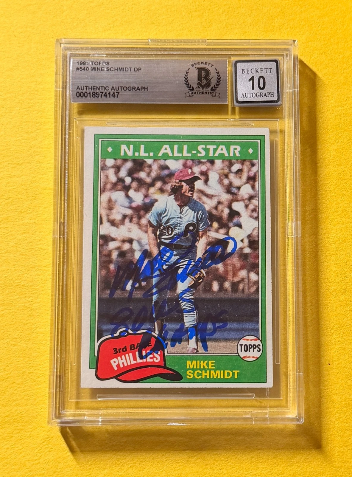 1981 TOPPS MIKE SCHMIDT DP #540 SIGNED AUTO CARD BECKETT 10 AUTH 