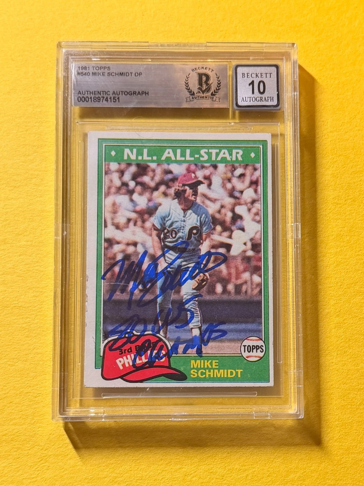 1981 TOPPS MIKE SCHMIDT DP #540 SIGNED AUTO CARD BECKETT 10 AUTH 