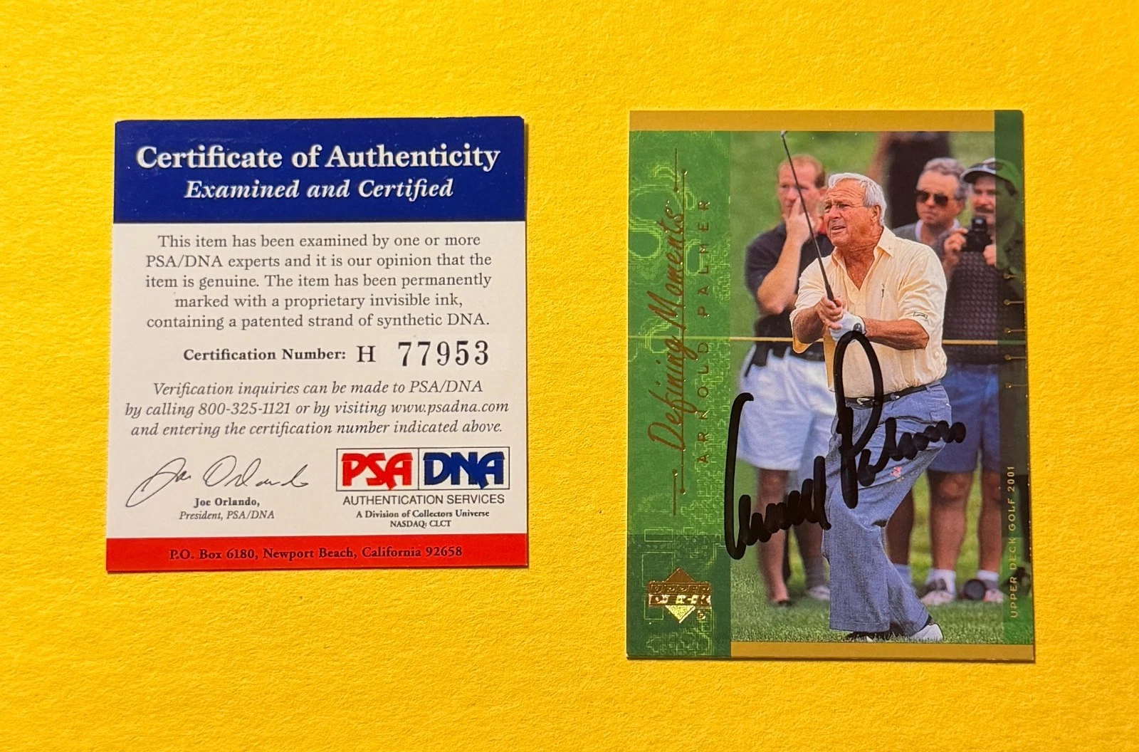 2001 UPPER DECK ARNOLD PALMER #127 SIGNED AUTO CARD PSA/DNA CERT