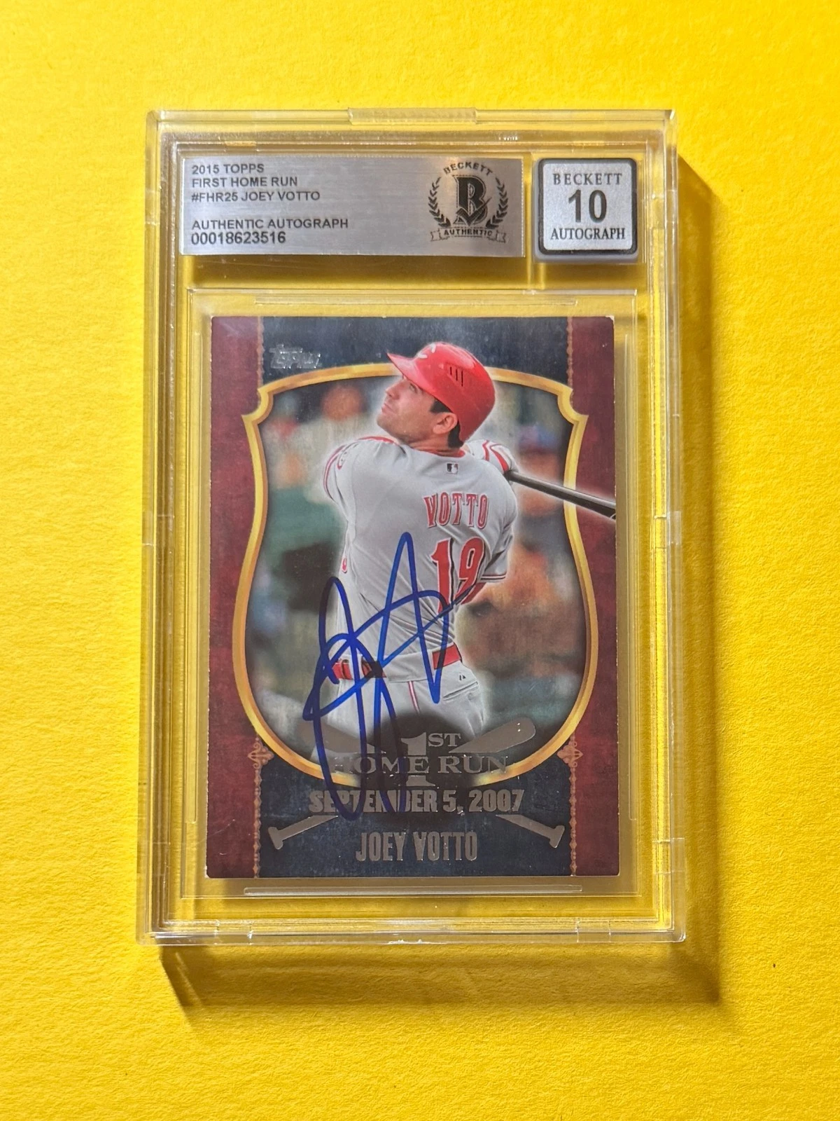 2015 TOPPS JOEY VOTTO #FHR25 SIGNED AUTO CARD BECKETT 10 AUTHENTIC REDS