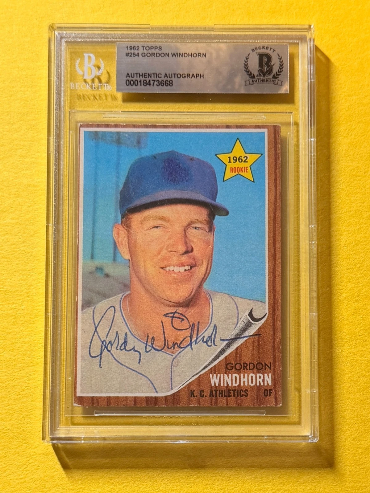 1962 TOPPS GORDON WINDHORN #254 SIGNED AUTO CARD BECKETT AUTHENTIC ATHLETICS
