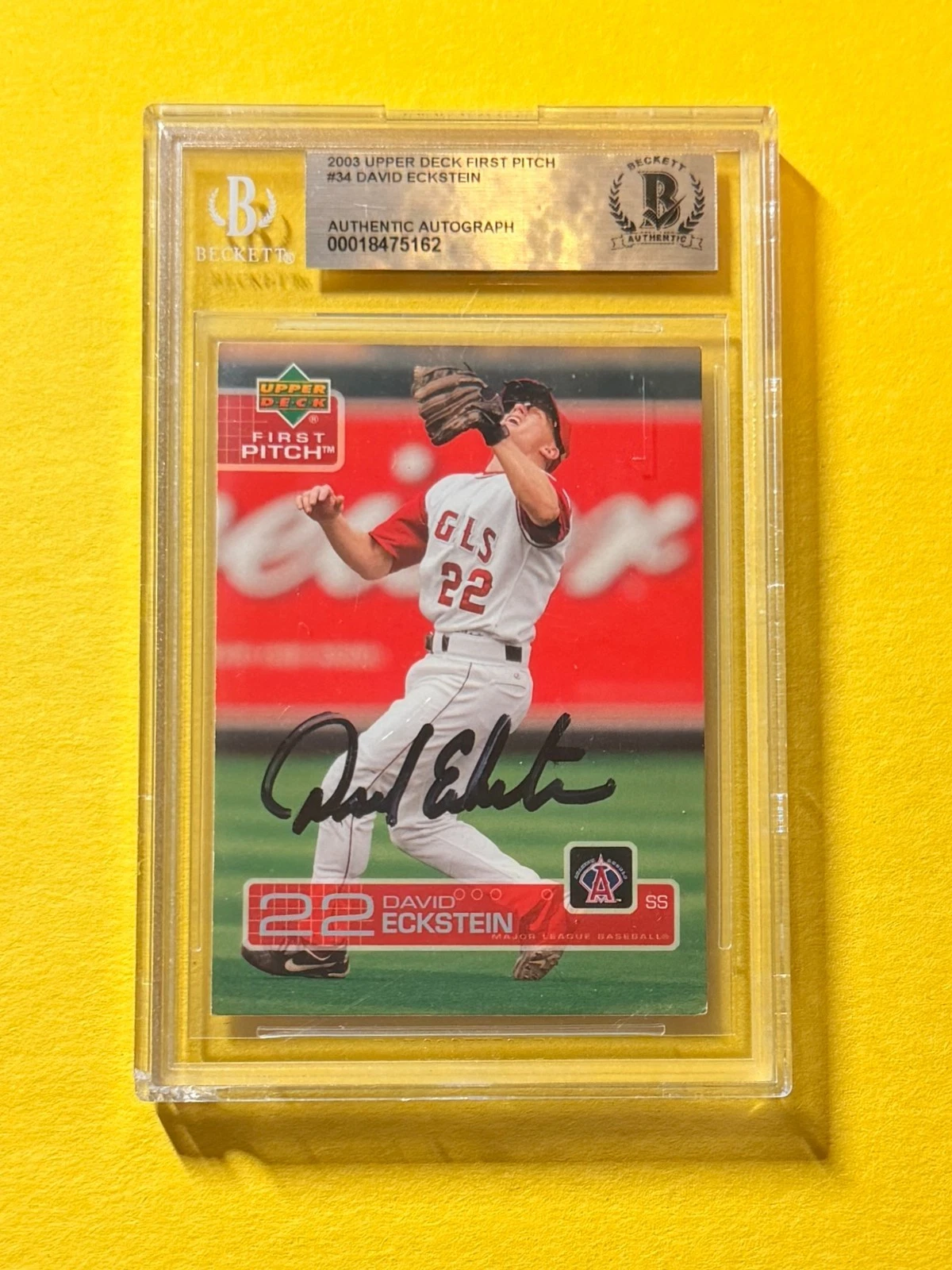 2003 UPPER DECK DAVID ECKSTEIN #34 SIGNED AUTO CARD BECKETT AUTH CARDINALS