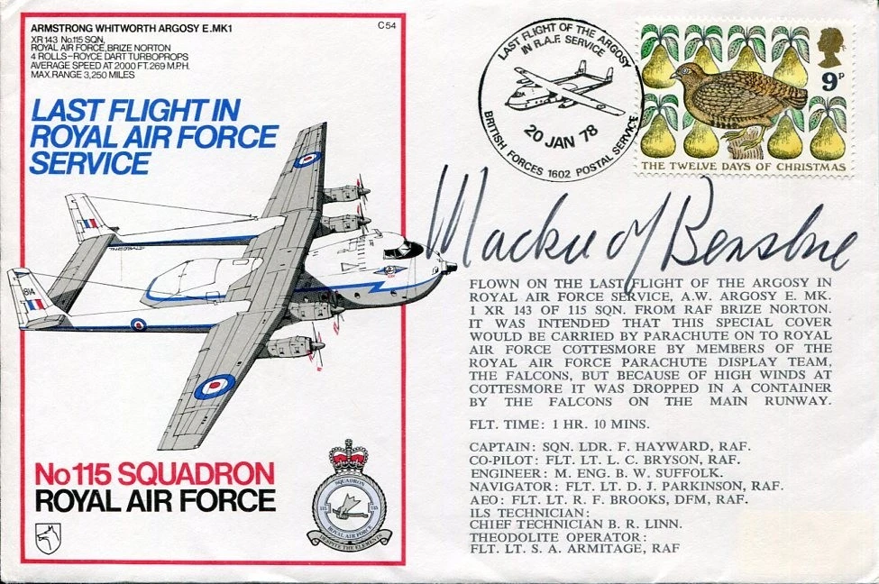 George Mackie Baron Benshie RAF Bomber No115 Squadron WWII War Signed Autograph