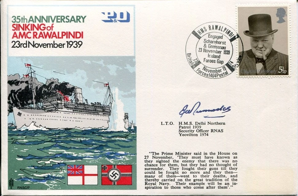 Unknown HMS Delhi Northern Sinking AMC Rawalpindi WWII War Signed Autograph