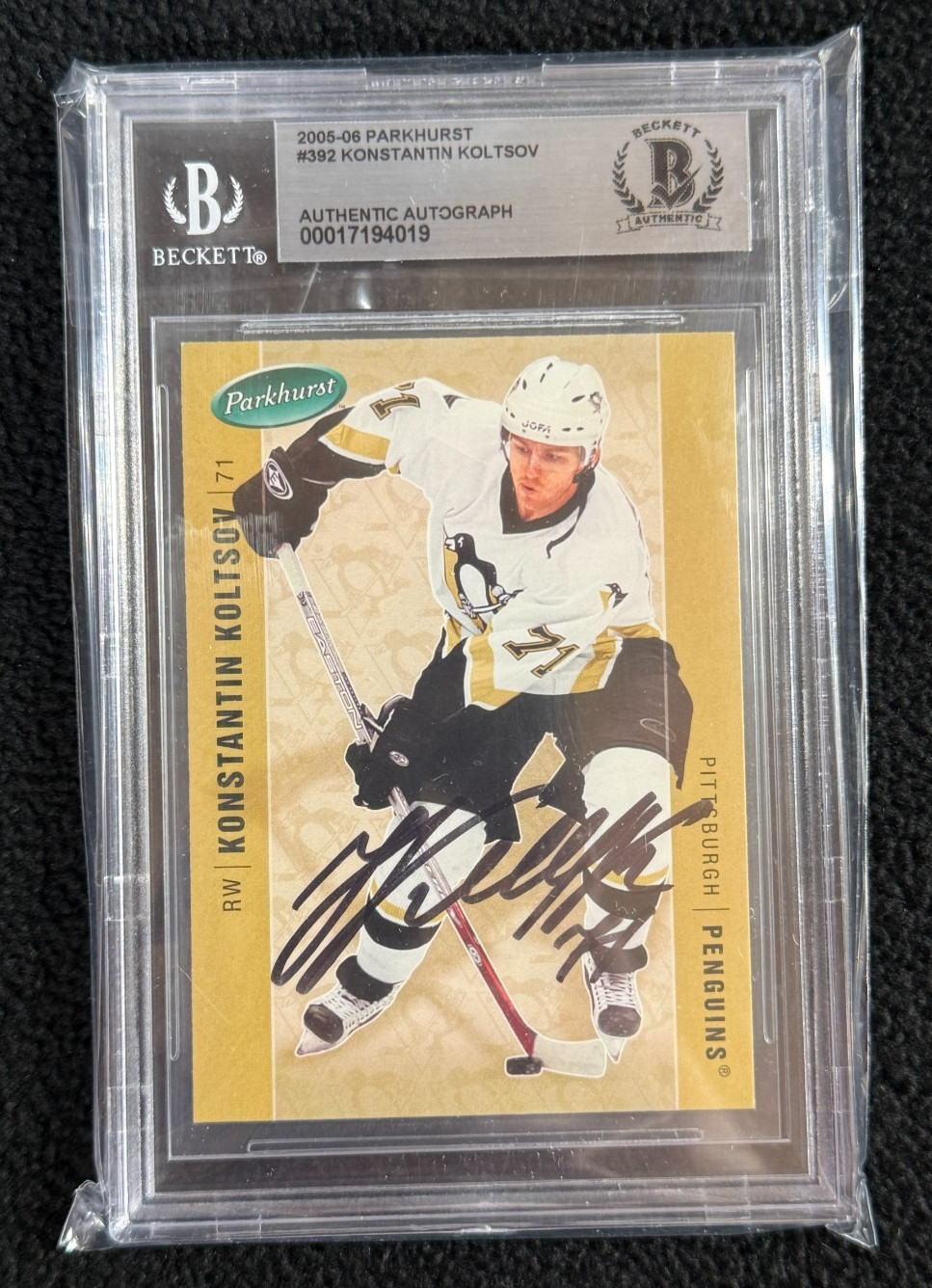 Konstantin Koltsov Signed 2005-06 Parkhurst Card #392 Penguins Beckett Certified