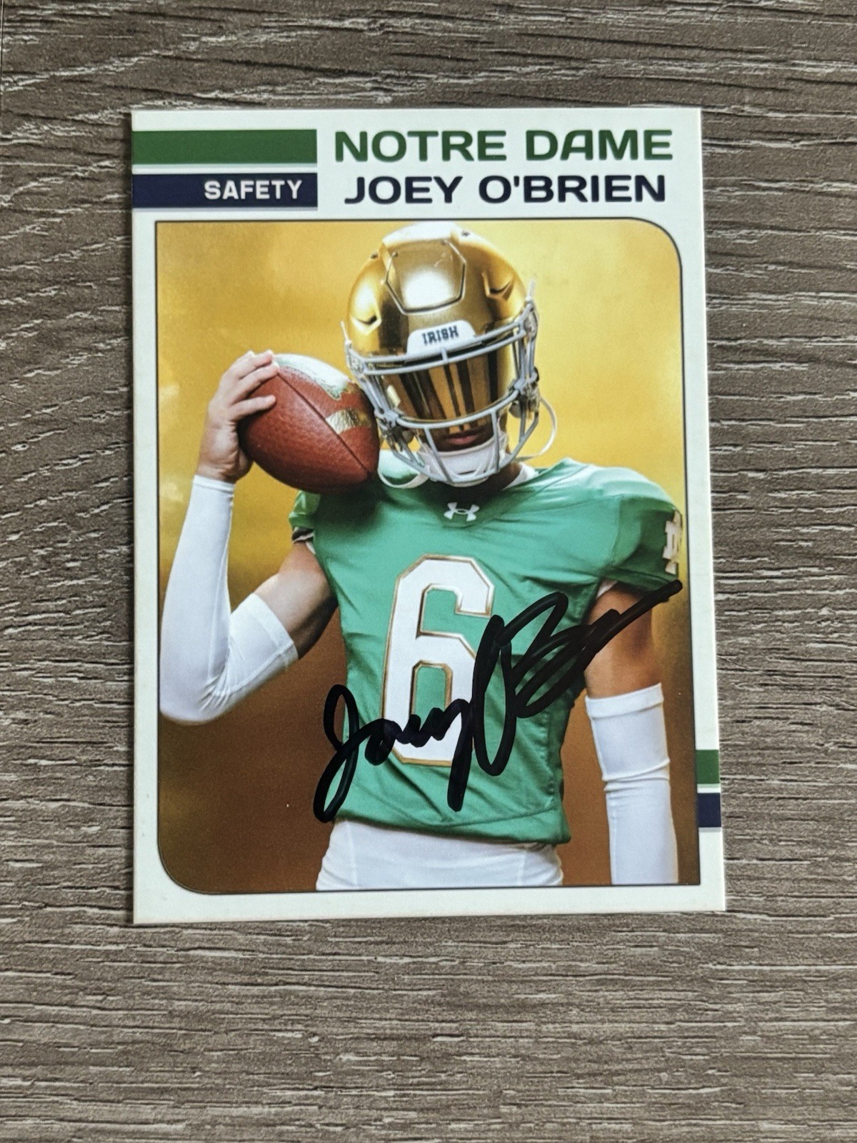 Joey O’Brien Signed Card Beckett Authentic Autographed Notre Dame Football