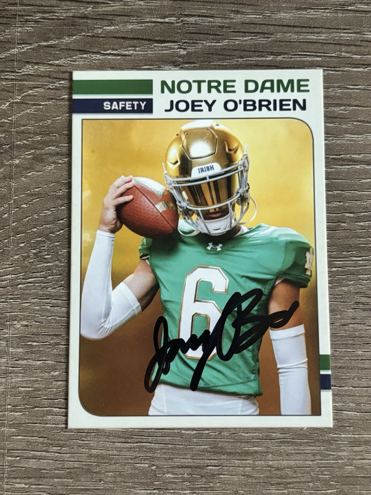 Joey O’Brien Signed Card Beckett Authentic Autographed Notre Dame Football