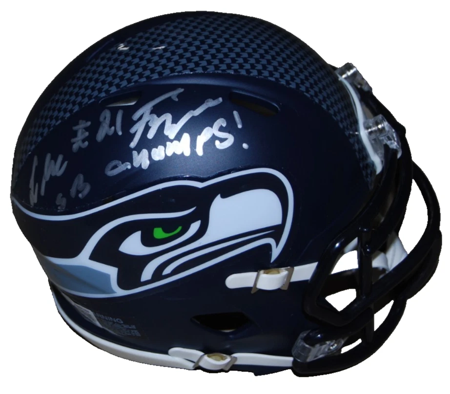 LESLIE FRAZIER signed (SEATTLE SEAHAWKS) mini football helmet BECKETT BW61157