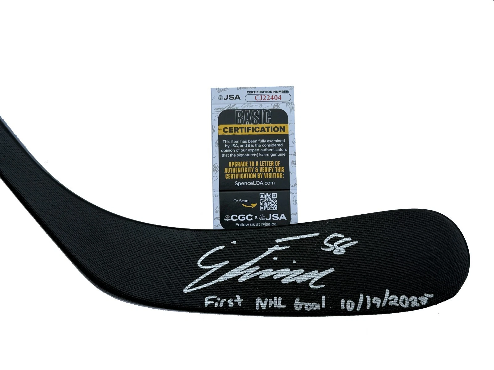 Emmitt Finnie Signed Inscribed 1st Goal Detroit Red Wings Hockey Stick JSA COA