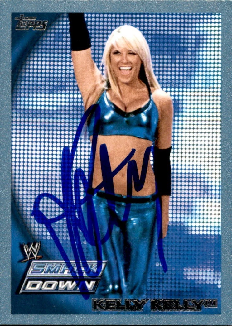 Kelly Kelly Signed 2010 Topps WWE Smack Down Blue Card #30 0265/2010