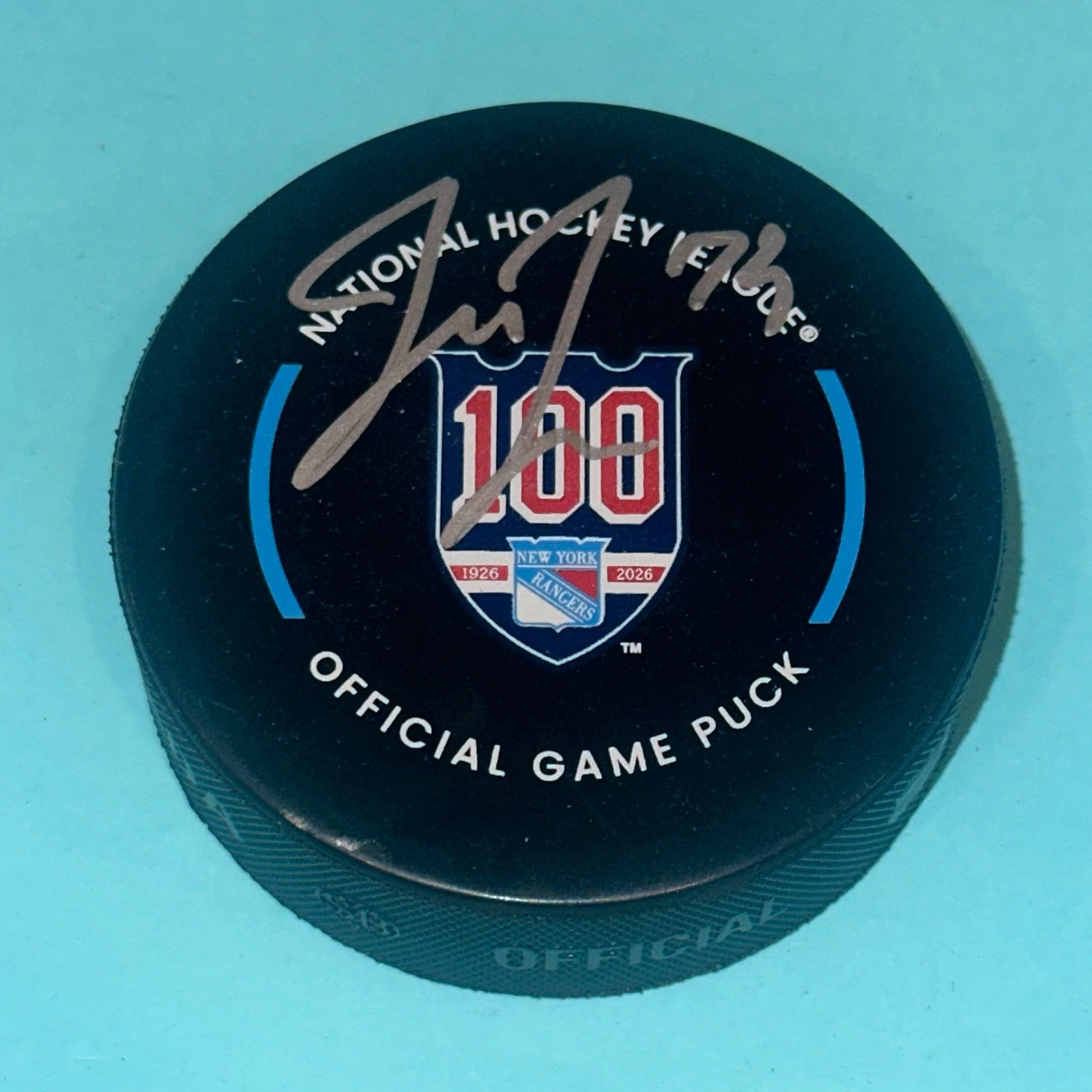 MATT REMPE Signed New York RANGERS 100th Official GAME Puck Beckett (BAS)