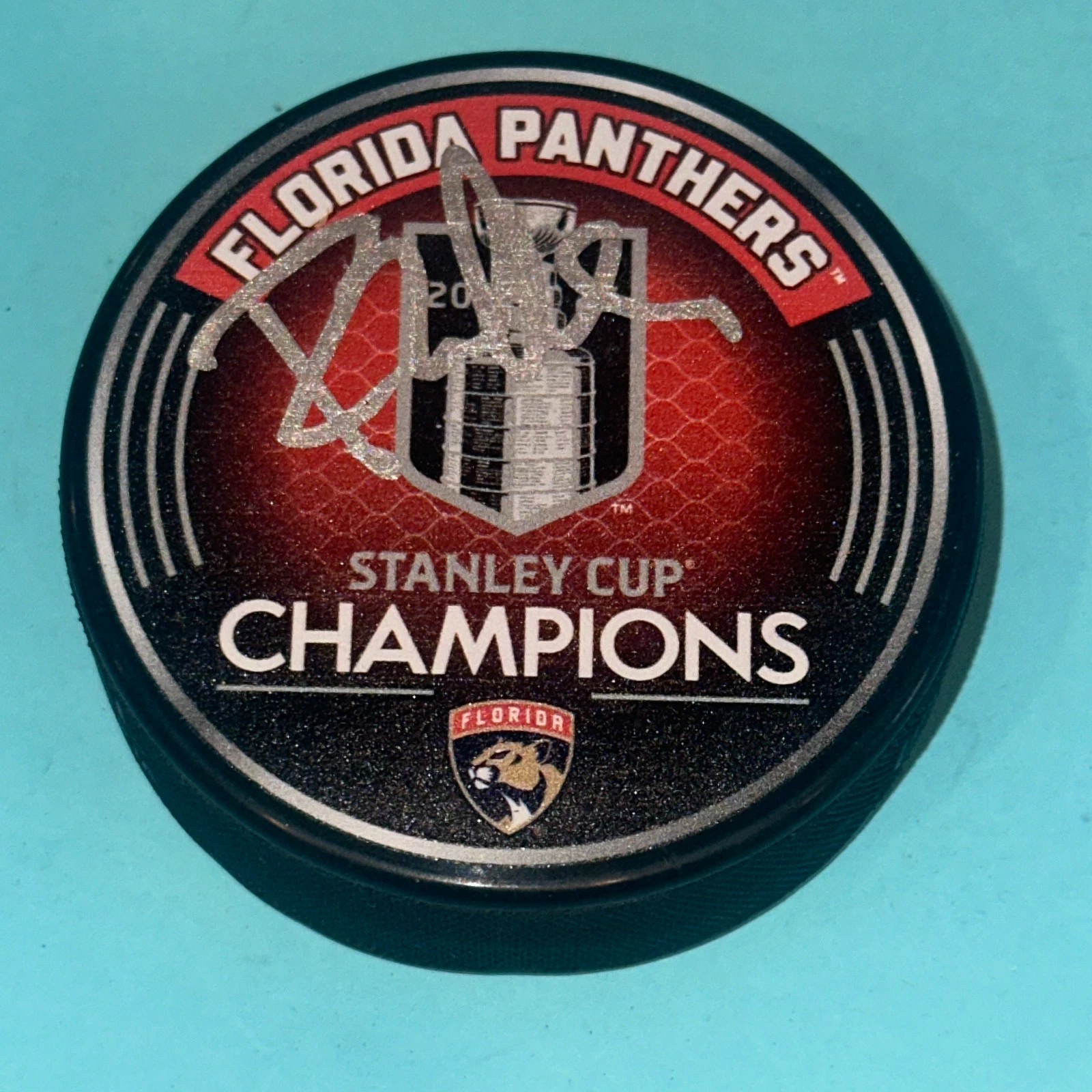 RANDY MOLLER (Panthers)  Signed 2025 STANLEY CUP CHAMPS Puck Beckett (BAS)