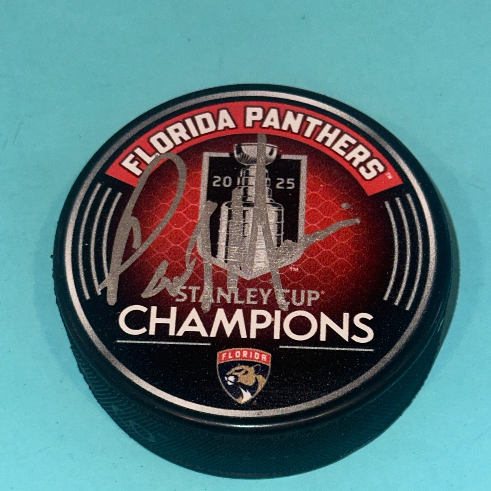 PAUL MAURICE (Panthers)  Signed 2025 STANLEY CUP CHAMPS Puck Beckett (BAS)