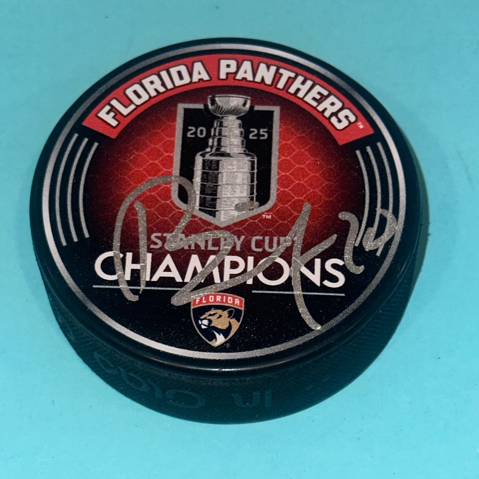 JESPER BOQVIST (Panthers)  Signed 2025 STANLEY CUP CHAMPS Puck Beckett (BAS)