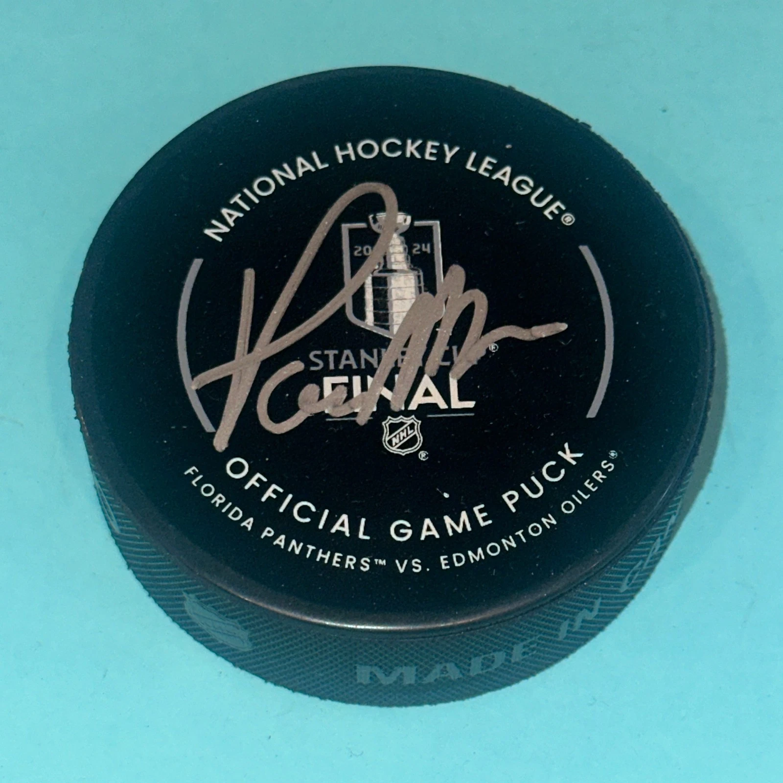 PAUL MAURICE Signed Panthers 2024 STANLEY CUP Official GAME Puck Beckett (BAS)