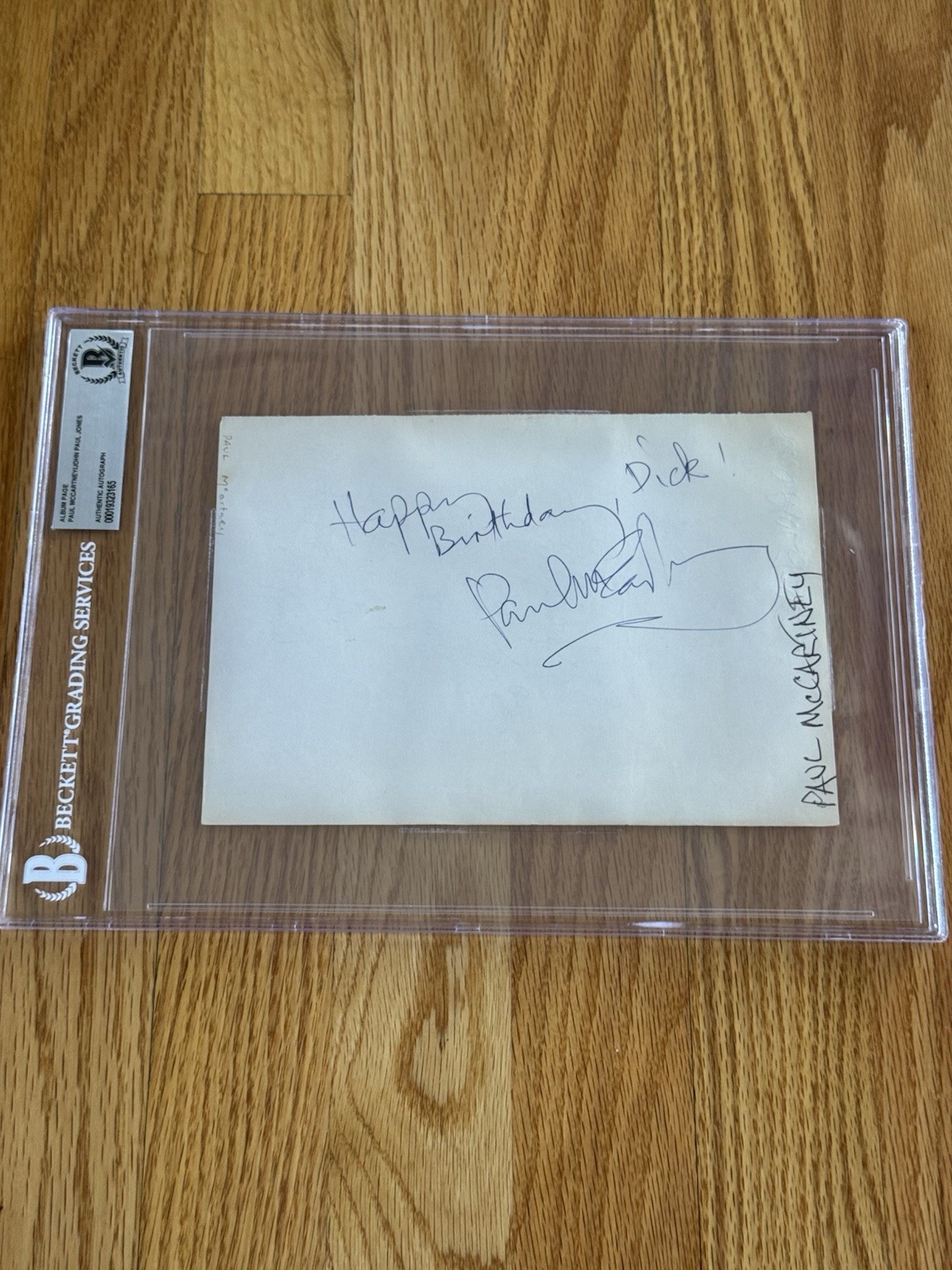 Paul McCartney John Paul Jones Signed Album Page To Dick Beckett Beatles Led Zep