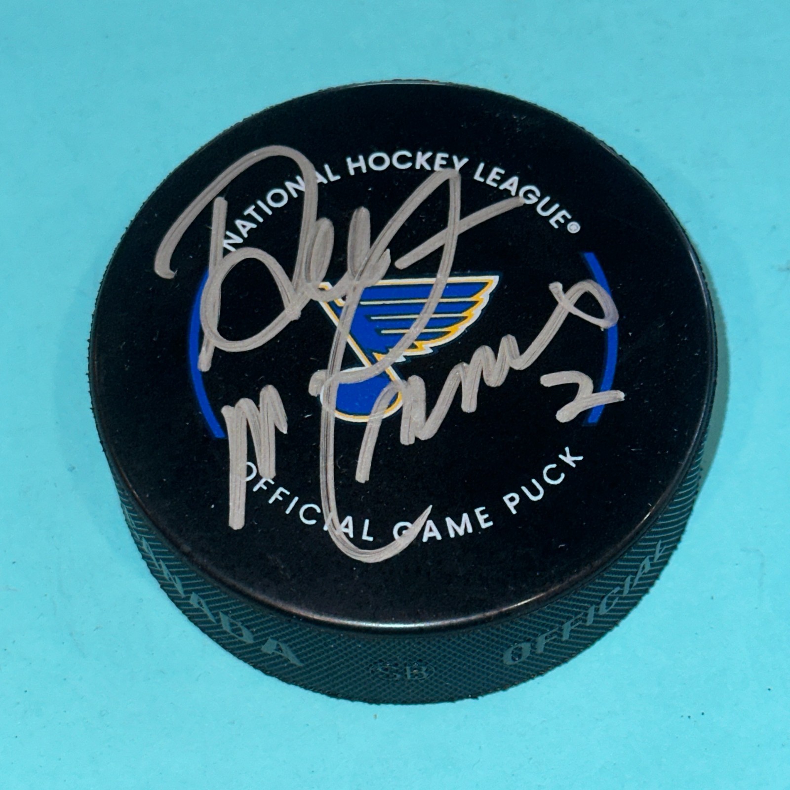 AL MacINNIS Signed St. Louis BLUES Official GAME Puck Beckett (BAS)